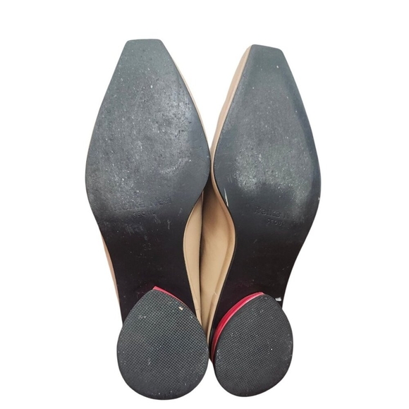 REIKE NEN Ring Detail Square Toe Loafer Leather Red Heel Beige Tan EU 36 - Picture 9 of 12